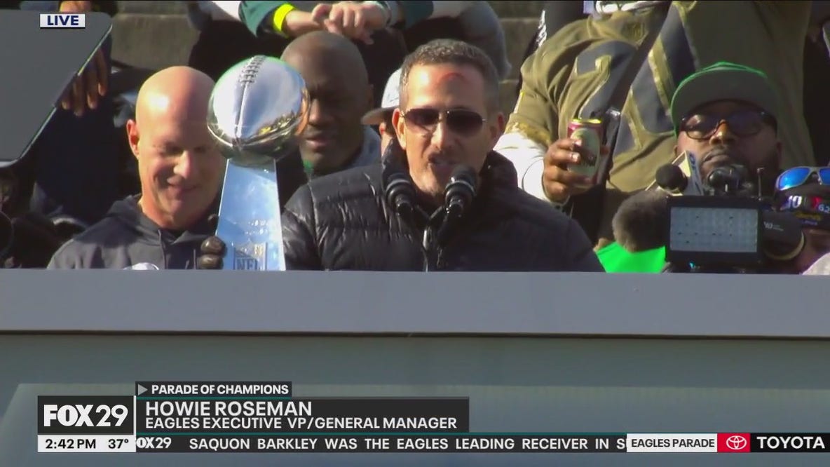 Eagles GM Howie Roseman speaks at Super Bowl Parade | Live on FOX 29 Philadelphia